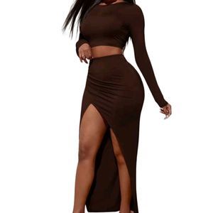 Crop & Slit Skirt set
